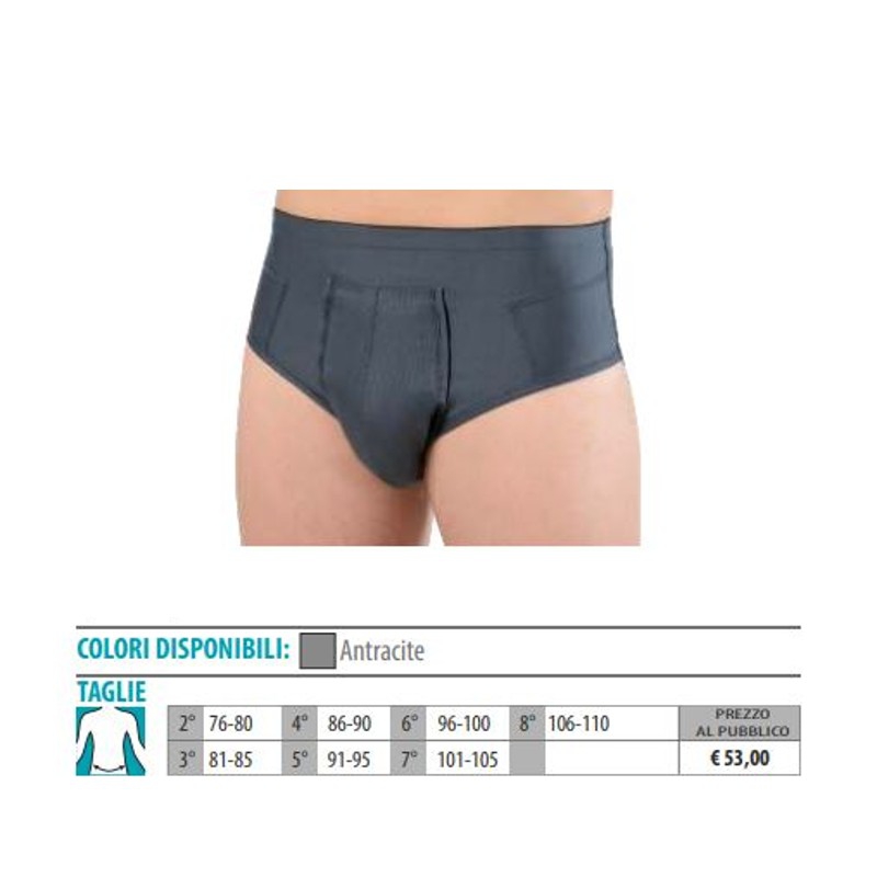 Safte Orione 515 Cintoslip Erniario Uomo Aperto Con Pelotte In Cotone Antracite