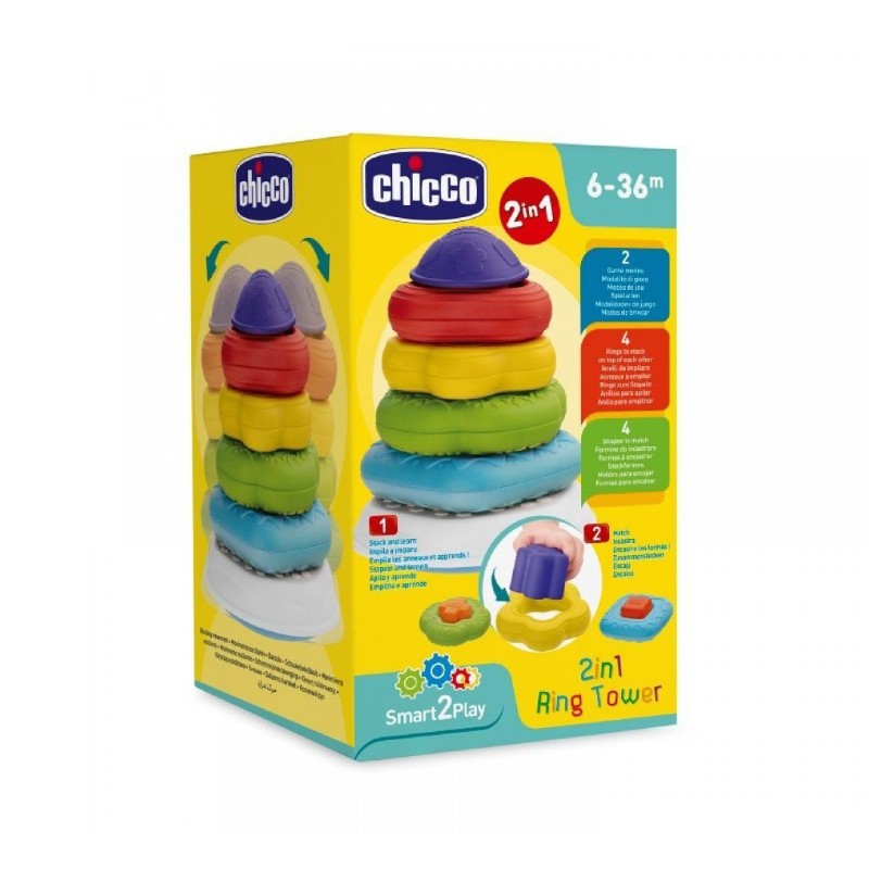 Chicco (artsana) Chicco Gioco 2 In 1 Torre Degli Anelli
