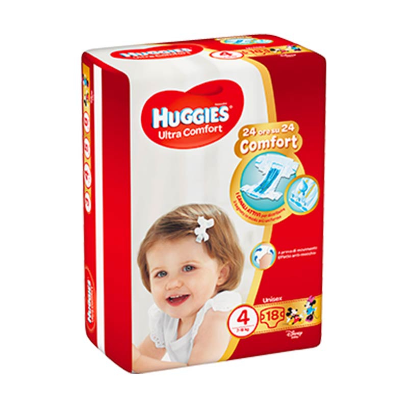Kimberly Clark Italia Pannolino Huggies Ultra Comfort Base 4 18 Pezzi