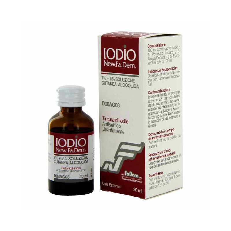 Iodio Sol Alco I 7%/5% Soluzione Cutanea Alcoolica 1 Flacone 20 Ml