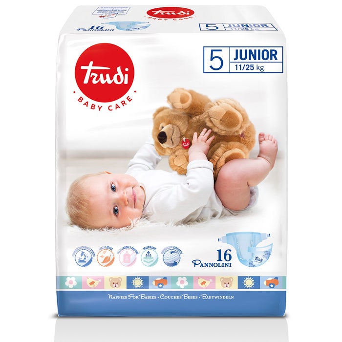 Silc Trudi Baby Care Pannolino Bambini Junior 11/25 Kg 16 Pezzi