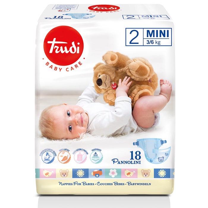 Silc Trudi Baby Care Pannolino Bambini Mini 3/6 Kg 18 Pezzi