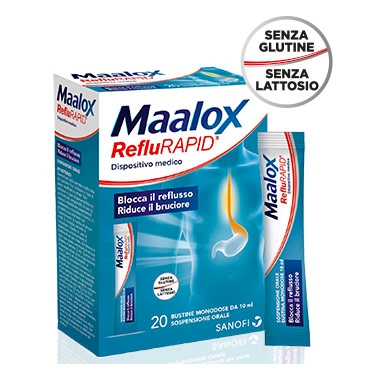 Sanofi Aventis Linea Apparato Gastrico Maalox RefluRAPID 20 Buste alla Menta