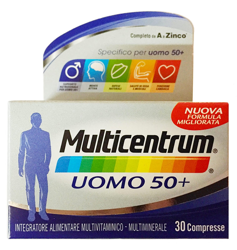 Multicentrum Linea Vitamine Minerali Over 50 Uomo 50+ Integratore 30 Compresse